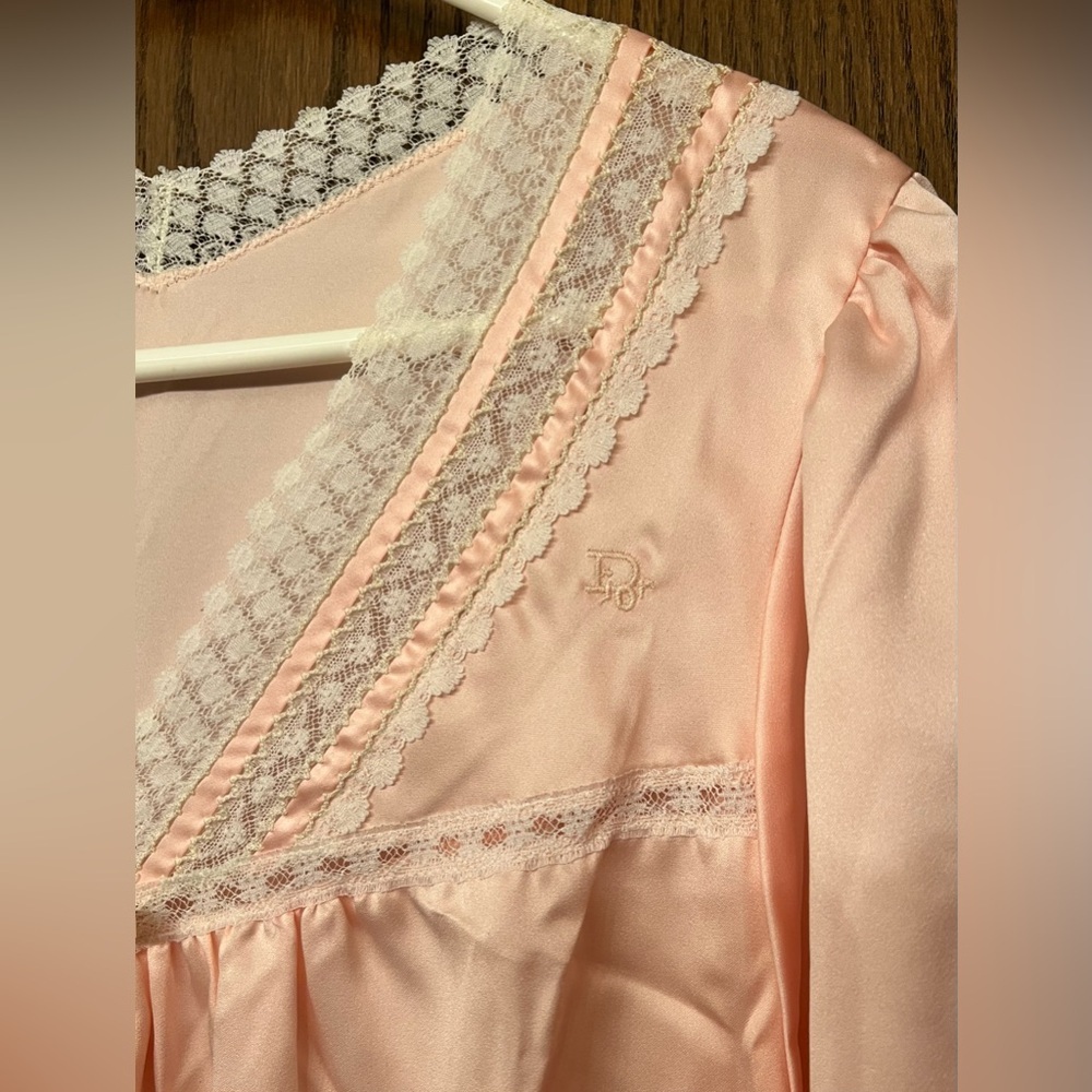 NWT Vtg 1970s Christian Dior Soft Pink Satin Look Lingerie Lace Details - Picture 4 of 13